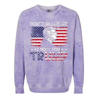 Vintage Flag DonT Blame Me I Voted For Trump Colorblast Crewneck Sweatshirt