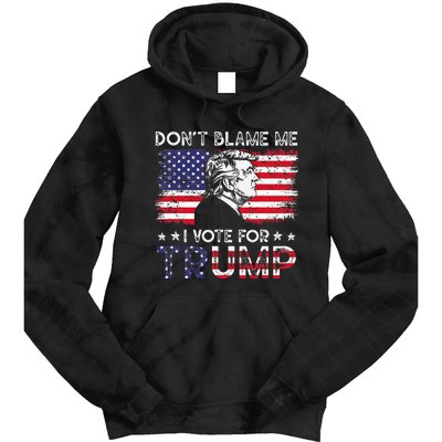 Vintage Flag DonT Blame Me I Voted For Trump Tie Dye Hoodie