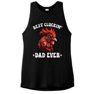 Vintage Fathers Day Tee Chicken Dad Best Cluckin Dad Ever Ladies PosiCharge Tri-Blend Wicking Tank