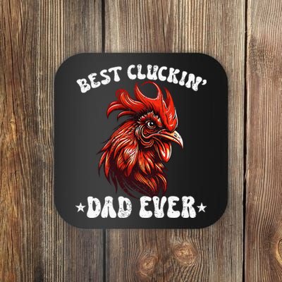 Vintage Fathers Day Tee Chicken Dad Best Cluckin Dad Ever Coaster