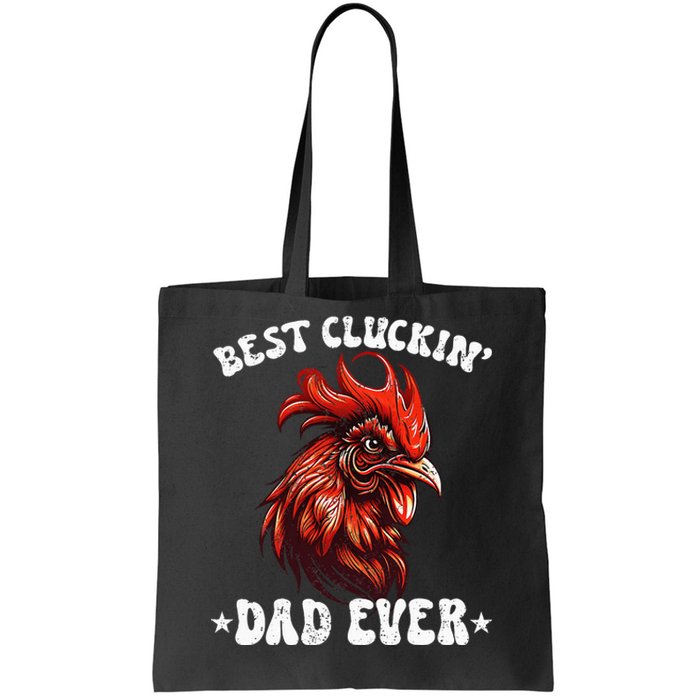 Vintage Fathers Day Tee Chicken Dad Best Cluckin Dad Ever Tote Bag