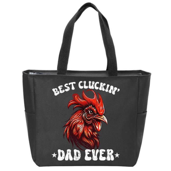 Vintage Fathers Day Tee Chicken Dad Best Cluckin Dad Ever Zip Tote Bag