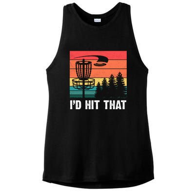 Vintage Frisbee Disc Sport I'd Hit That Funny Disc Golf Ladies PosiCharge Tri-Blend Wicking Tank