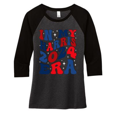 Vote For Democracy Vote Kamala Harris In My Harris Era 2024 Women's Tri-Blend 3/4-Sleeve Raglan Shirt