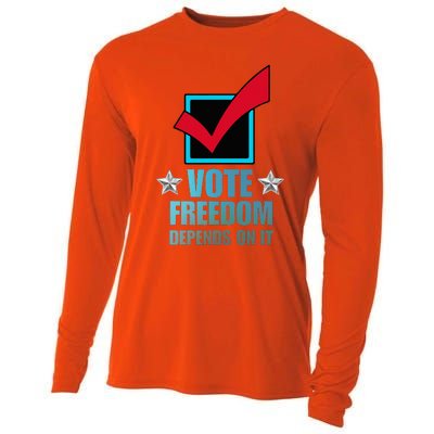 Vote Freedom Depends On It And America Depends On It Voter Cooling Performance Long Sleeve Crew