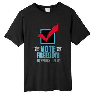 Vote Freedom Depends On It And America Depends On It Voter Tall Fusion ChromaSoft Performance T-Shirt