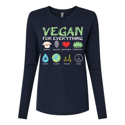 Vegan For Everything Animals Planet Health Go Vegan Womens Cotton Relaxed Long Sleeve T-Shirt