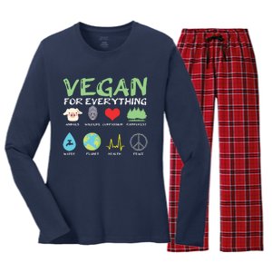 Vegan For Everything Animals Planet Health Go Vegan Women's Long Sleeve Flannel Pajama Set 