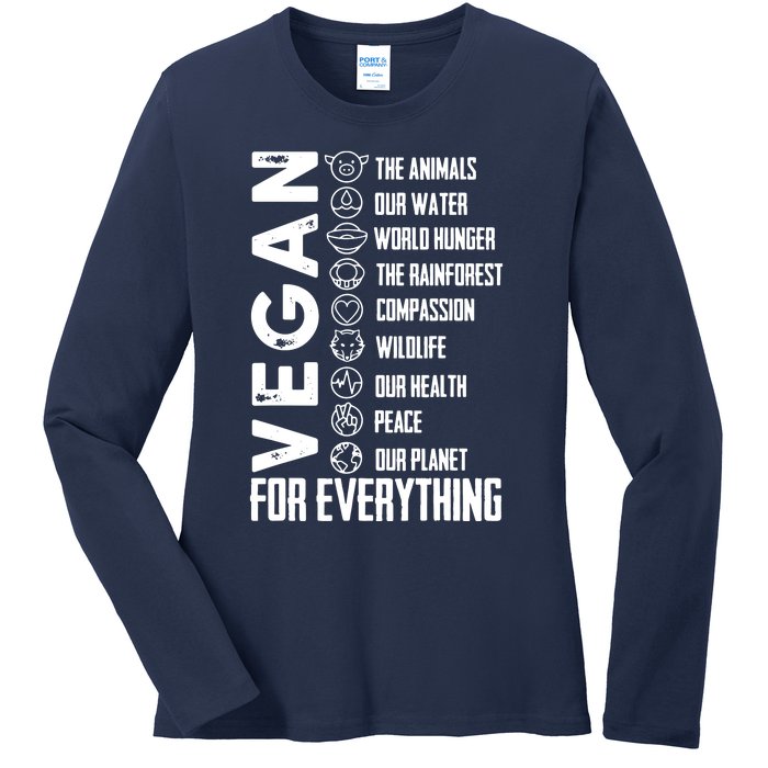 Vegan For Everything Planet Earth Day Save The Bees Ladies Long Sleeve Shirt