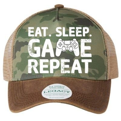 Vintage Funny Eat Sleep Game Repeat Gaming Gift Legacy Tie Dye Trucker Hat