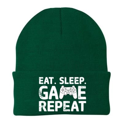 Vintage Funny Eat Sleep Game Repeat Gaming Gift Knit Cap Winter Beanie