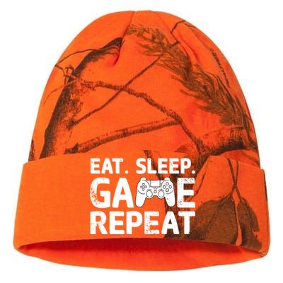 Vintage Funny Eat Sleep Game Repeat Gaming Gift Kati Licensed 12" Camo Beanie