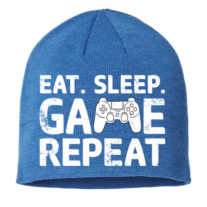 Vintage Funny Eat Sleep Game Repeat Gaming Gift Sustainable Beanie