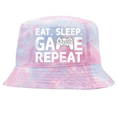 Vintage Funny Eat Sleep Game Repeat Gaming Gift Tie-Dyed Bucket Hat