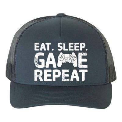 Vintage Funny Eat Sleep Game Repeat Gaming Gift Yupoong Adult 5-Panel Trucker Hat