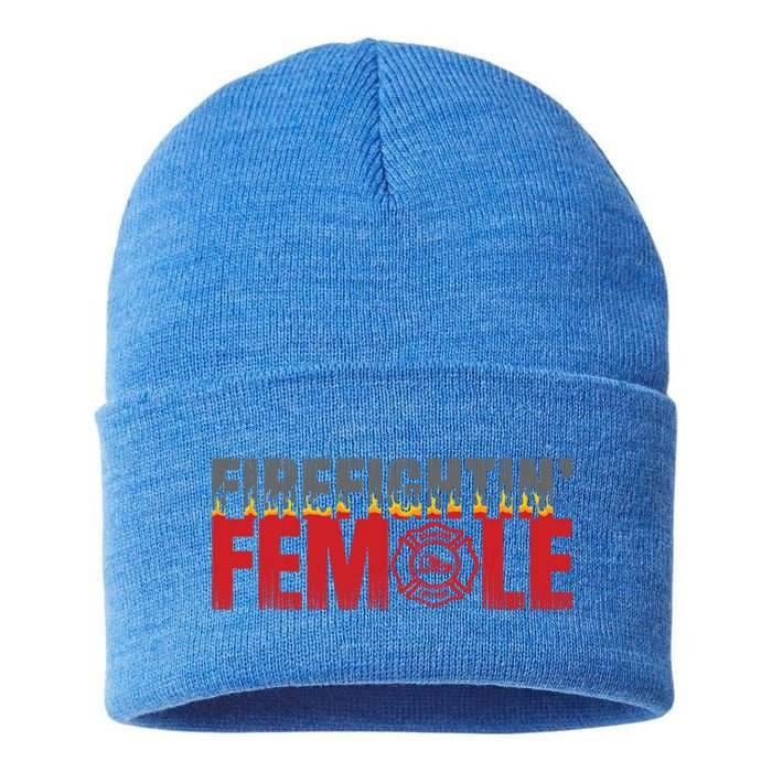 Volunteer Firefighter Emblem Logo Gift Fire Fighting Female Gift Sustainable Knit Beanie