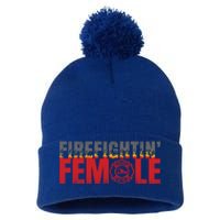 Volunteer Firefighter Emblem Logo Gift Fire Fighting Female Gift Pom Pom 12in Knit Beanie