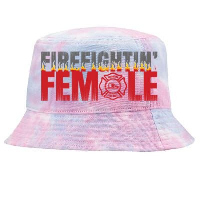 Volunteer Firefighter Emblem Logo Gift Fire Fighting Female Gift Tie-Dyed Bucket Hat