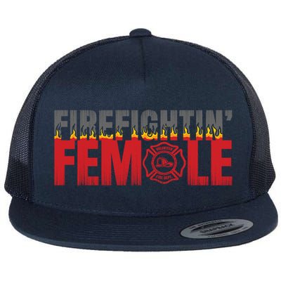 Volunteer Firefighter Emblem Logo Gift Fire Fighting Female Gift Flat Bill Trucker Hat