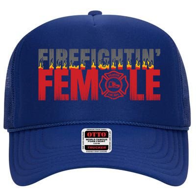 Volunteer Firefighter Emblem Logo Gift Fire Fighting Female Gift High Crown Mesh Back Trucker Hat