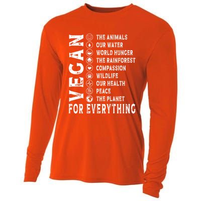 Vegan For Everything Earth Day Awareness Plant Powered Great Gift Cooling Performance Long Sleeve Crew