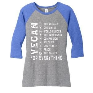 Vegan For Everything Earth Day Awareness Plant Powered Great Gift Women's Tri-Blend 3/4-Sleeve Raglan Shirt