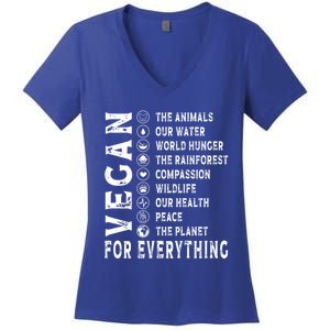 Vegan For Everything Earth Day Awareness Plant Powered Great Gift Women's V-Neck T-Shirt