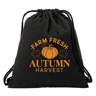 Vintage Farm Fresh Autumn Harvest Drawstring Bag