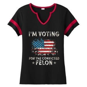 Voting For Felon Trump 2024 Political Ladies Halftime Notch Neck Tee