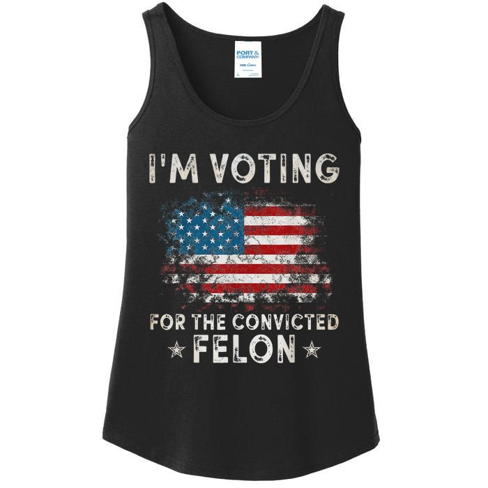 Voting For Felon Trump 2024 Political Ladies Essential Tank