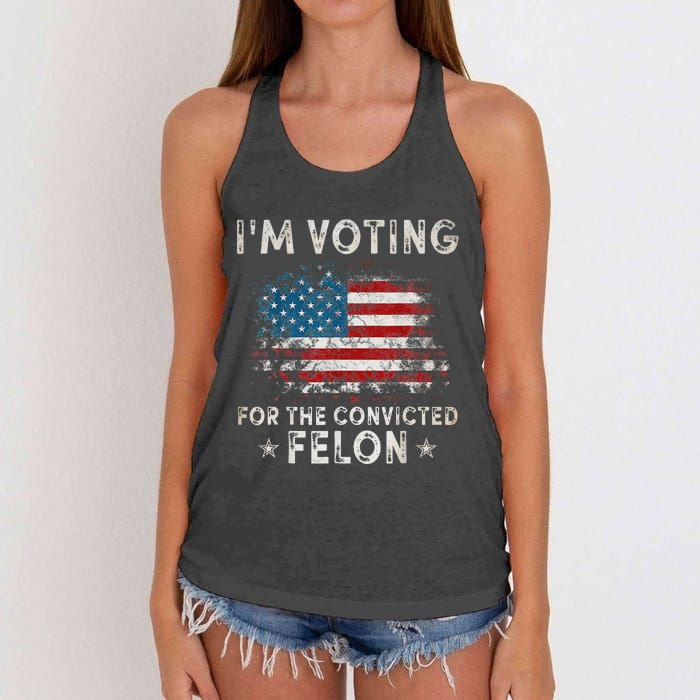 Voting For Felon Trump 2024 Political Women's Knotted Racerback Tank