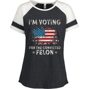 Voting For Felon Trump 2024 Political Enza Ladies Jersey Colorblock Tee