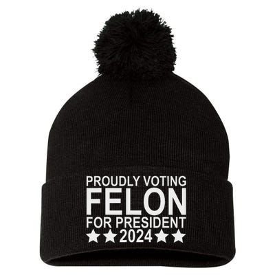 Voting Felon For President 2024 Bold Statement Pom Pom 12in Knit Beanie