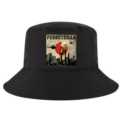 Vintage Funny Ferret Japanese Sunset Style Ferretzilla Cool Comfort Performance Bucket Hat