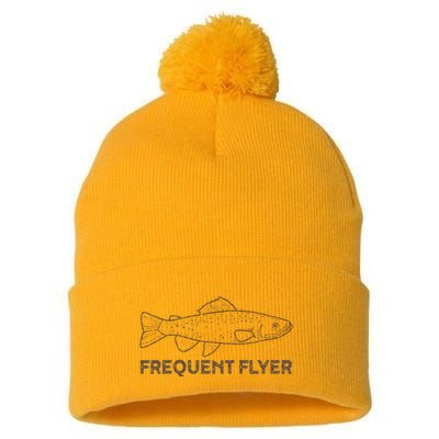 Vintage Fly Fishing Frequent Flyer Trout Fishing Pom Pom 12in Knit Beanie
