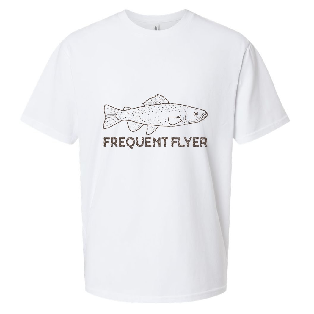 Vintage Fly Fishing Frequent Flyer Trout Fishing Sueded Cloud Jersey T-Shirt
