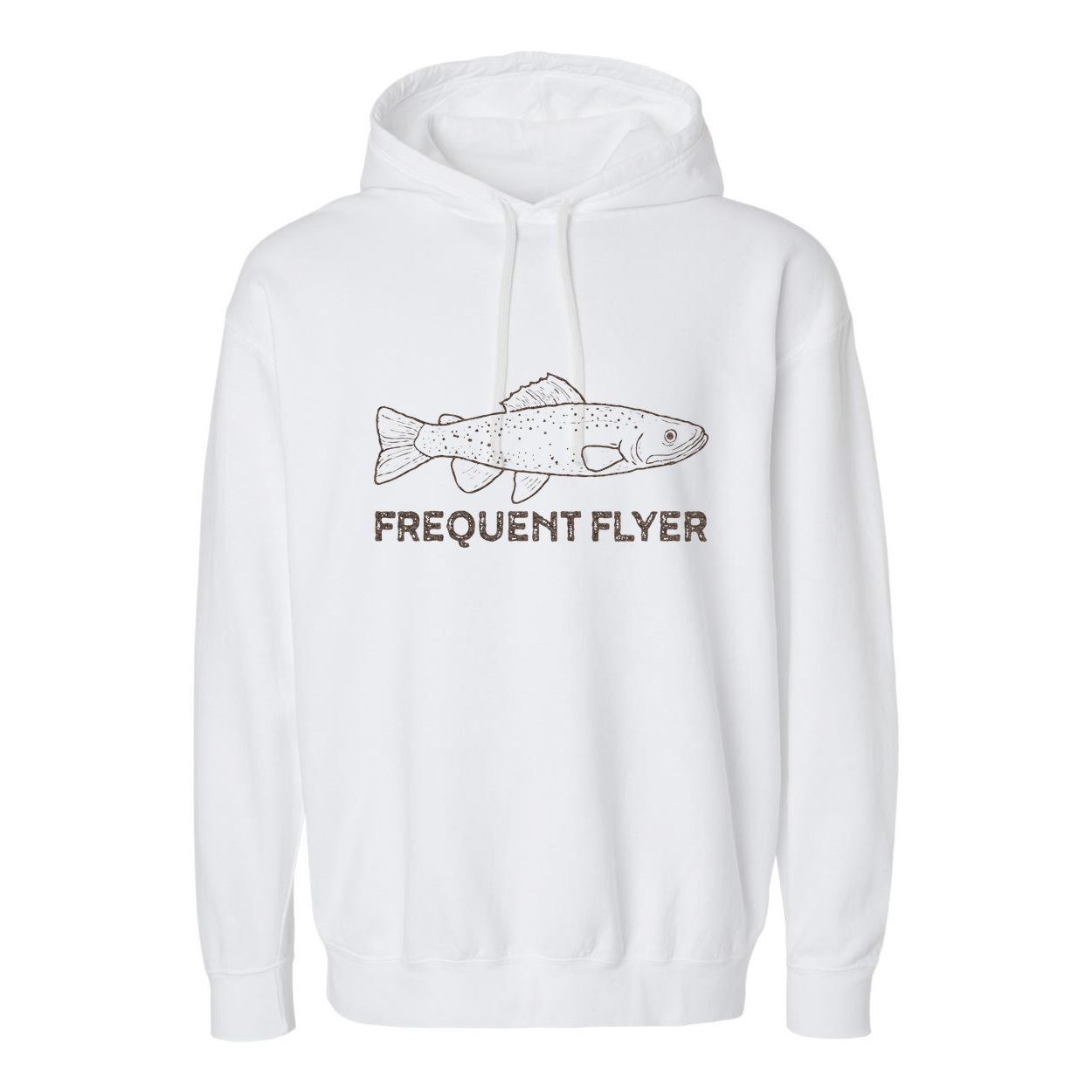 Vintage Fly Fishing Frequent Flyer Trout Fishing Garment-Dyed Fleece Hoodie