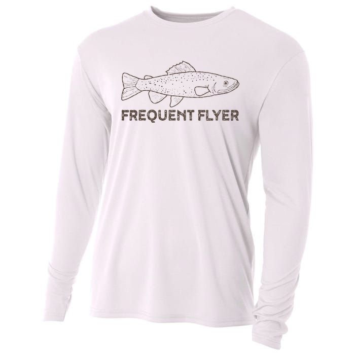 Vintage Fly Fishing Frequent Flyer Trout Fishing Cooling Performance Long Sleeve Crew