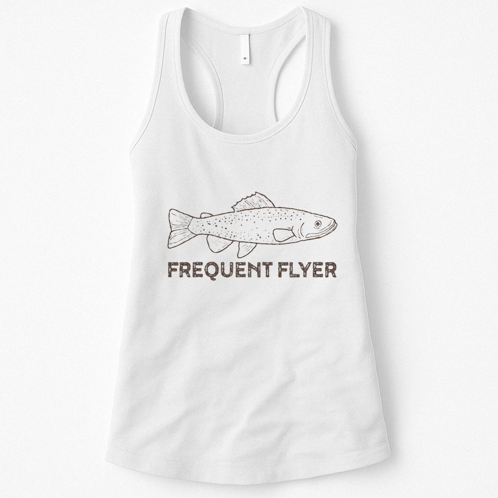 Vintage Fly Fishing Frequent Flyer Trout Fishing Womens Tank Top