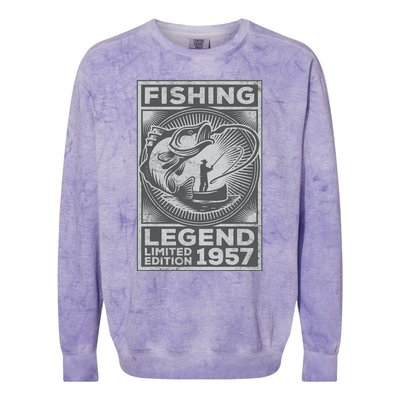 Vintage Fish Fisherman Bass Fishing Legend 1957 Birthday Colorblast Crewneck Sweatshirt