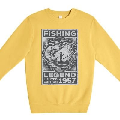 Vintage Fish Fisherman Bass Fishing Legend 1957 Birthday Premium Crewneck Sweatshirt