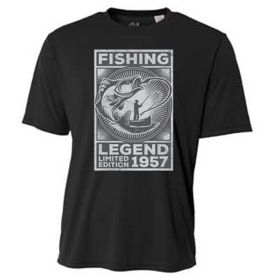 Vintage Fish Fisherman Bass Fishing Legend 1957 Birthday Cooling Performance Crew T-Shirt