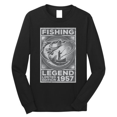 Vintage Fish Fisherman Bass Fishing Legend 1957 Birthday Long Sleeve Shirt