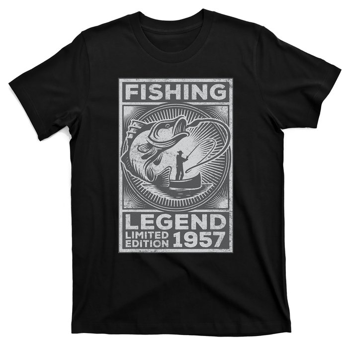 Vintage Fish Fisherman Bass Fishing Legend 1957 Birthday T-Shirt