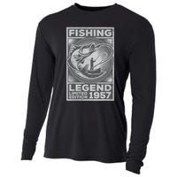 Vintage Fish Fisherman Bass Fishing Legend 1957 Birthday Cooling Performance Long Sleeve Crew