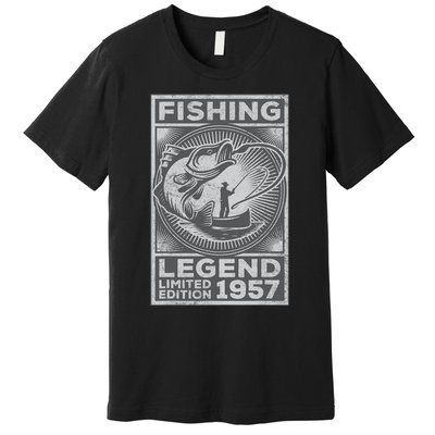 Vintage Fish Fisherman Bass Fishing Legend 1957 Birthday Premium T-Shirt