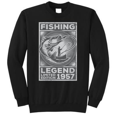 Vintage Fish Fisherman Bass Fishing Legend 1957 Birthday Tall Sweatshirt