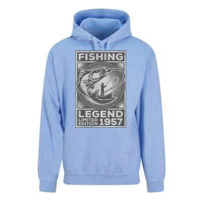 Vintage Fish Fisherman Bass Fishing Legend 1957 Birthday Unisex Surf Hoodie