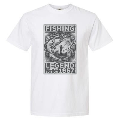 Vintage Fish Fisherman Bass Fishing Legend 1957 Birthday Garment-Dyed Heavyweight T-Shirt