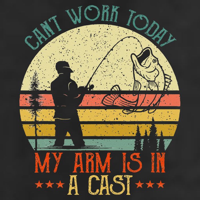Vintage Funny Fishing Can't Work Today My Arm Is In A Cast Beanie